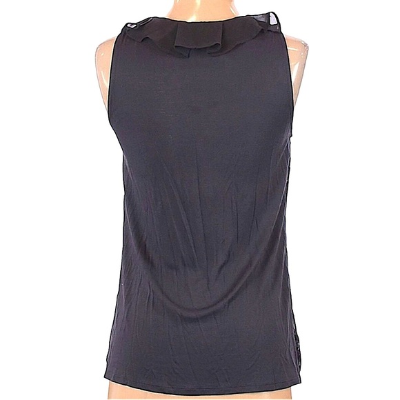 LC Lauren Conrad size small sleeveless top ruffle collar sheer sparkle front EUC - Picture 3 of 16